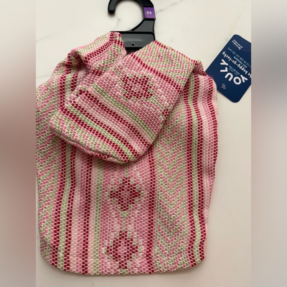 You+ Pet Pink & Green Woven Dog Sweater